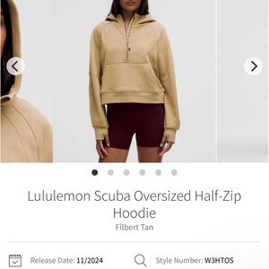 lululemon athletica Women's Beige Scuba Half-Zip Hoodie